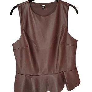 Women's Sleeveless Faux Leather Top - Maroon